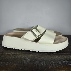 Papillio Almina Ecru Womens 10 Mens 8 EU 41 Narrow Platform Sandals Yellow Brown