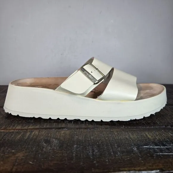 Papillio Almina Ecru Womens 10 Mens 8 EU 41 Narrow Platform Sandals Yellow Brown