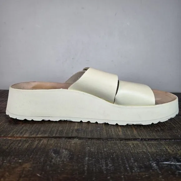 Papillio Almina Ecru Womens 10 Mens 8 EU 41 Narrow Platform Sandals Yellow Brown