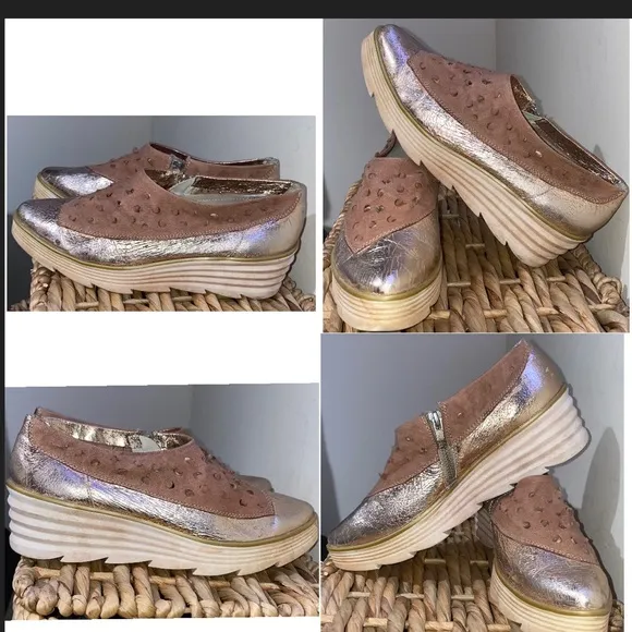 Papucei Platform loafers Brown metallic antique gold leather Shoes Extravagant