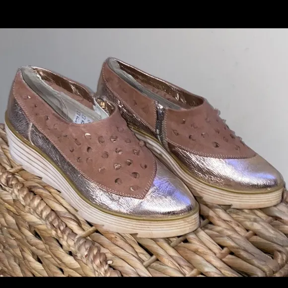Papucei Platform loafers Brown metallic antique gold leather Shoes Extravagant