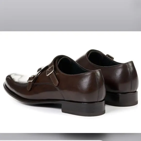 Paul Evans The Pointier Italian Leather Handcrafted Double Monk Strap Shoes