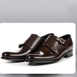 Paul Evans The Pointier Italian Leather Handcrafted Double Monk Strap Shoes