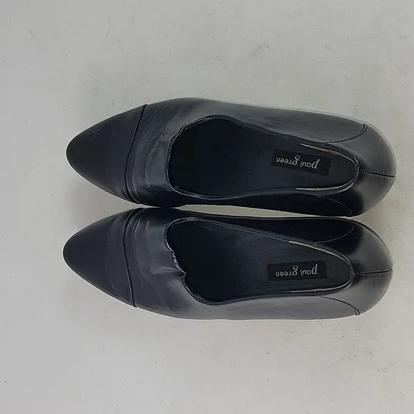 Paul Green Black Leather Slip On Women's Shoes