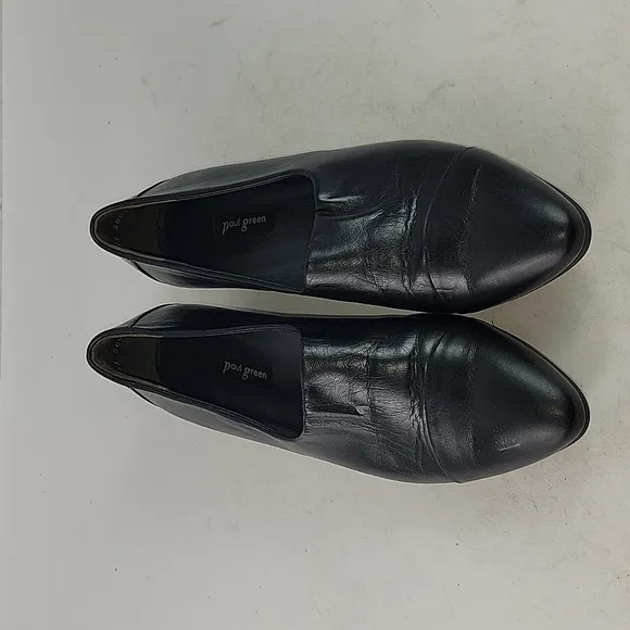 Paul Green Black Leather Slip On Women's Shoes