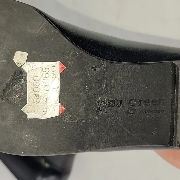 Paul Green Black Leather Slip On Women's Shoes