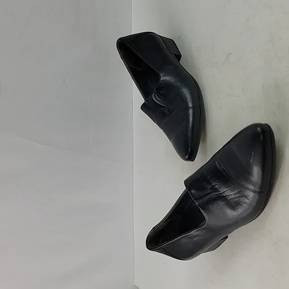 Paul Green Black Leather Slip On Women's Shoes