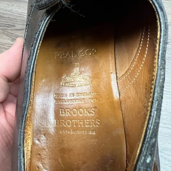 Peal &amp; Co Brooks Brothers Edward Green Black Wingtip Loafers 10