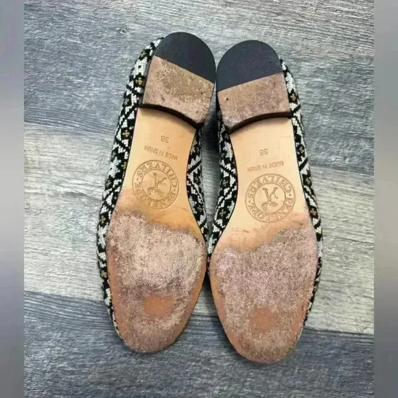 Penelope Chilvers Dandy Leather Trim Needlepoint Slipper Loafers Size 36