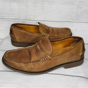 Peter Millar Handsewn Leather Penny Loafers Shoes Mens Size 10.5 Whiskey Brown