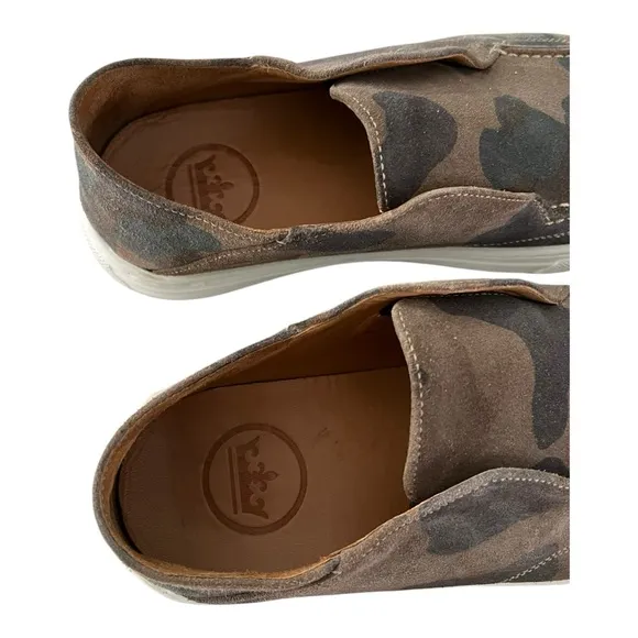 Peter Millar Loafers Mens 8 Green Camouflage Suede Slip On Boat Shoes Summer