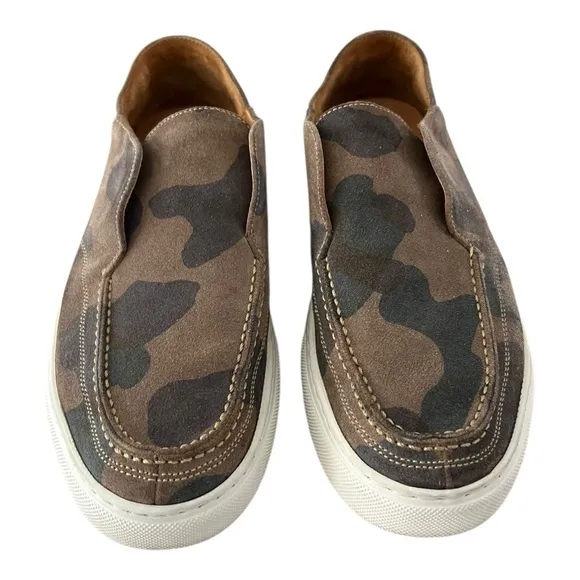 Peter Millar Loafers Mens 8 Green Camouflage Suede Slip On Boat Shoes Summer