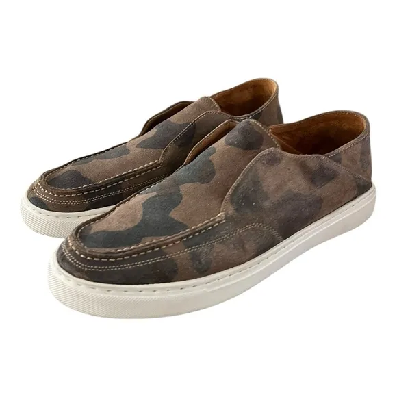 Peter Millar Loafers Mens 8 Green Camouflage Suede Slip On Boat Shoes Summer