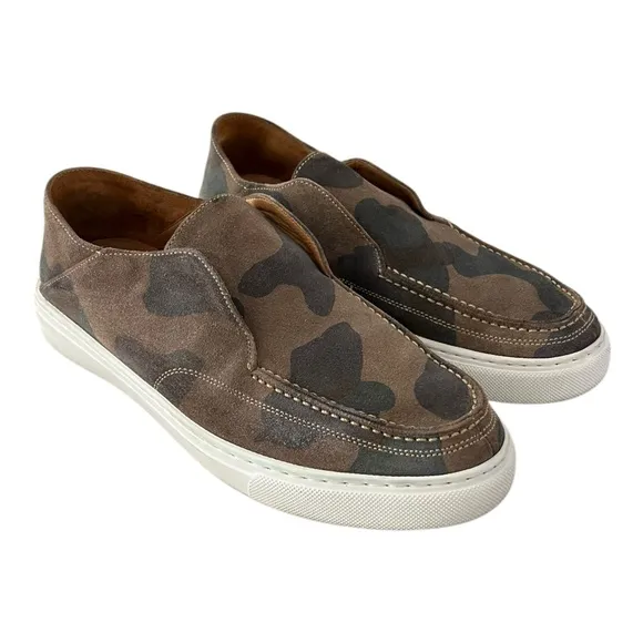 Peter Millar Loafers Mens 8 Green Camouflage Suede Slip On Boat Shoes Summer
