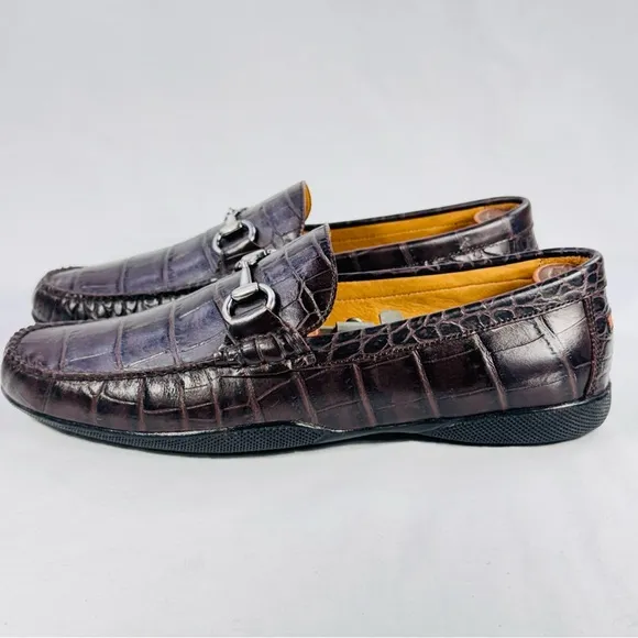 Peter Millar Men's Size 8.5M Brown Crocodile Pattern Loafers