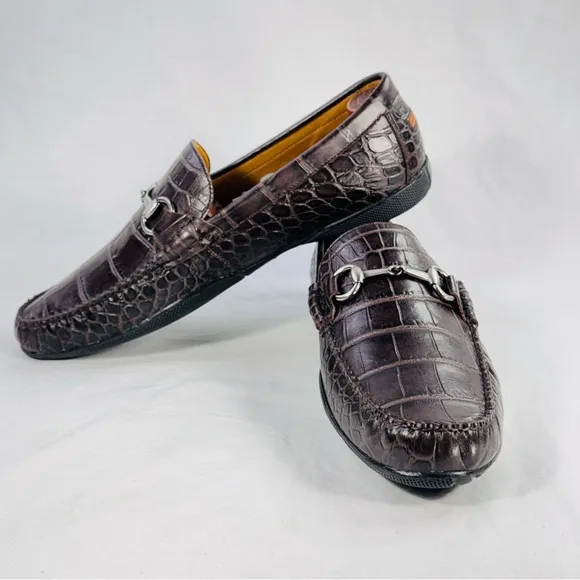 Peter Millar Men's Size 8.5M Brown Crocodile Pattern Loafers