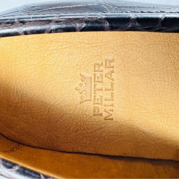 Peter Millar Men's Size 8.5M Brown Crocodile Pattern Loafers