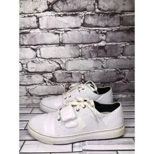 Pf Flyers White Leather Perforated Strap Lace Up Casual Shoes Women Sz 11M US/43