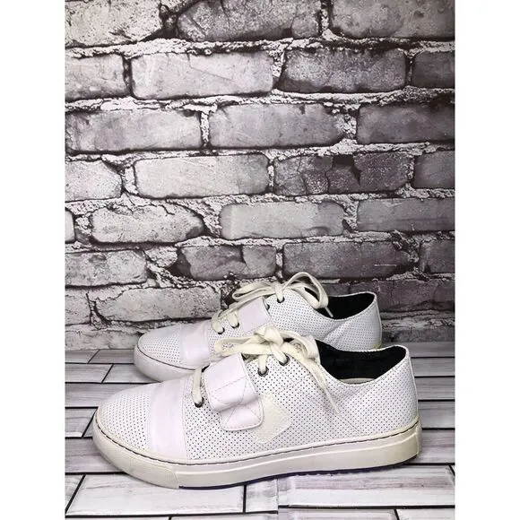 Pf Flyers White Leather Perforated Strap Lace Up Casual Shoes Women Sz 11M US/43