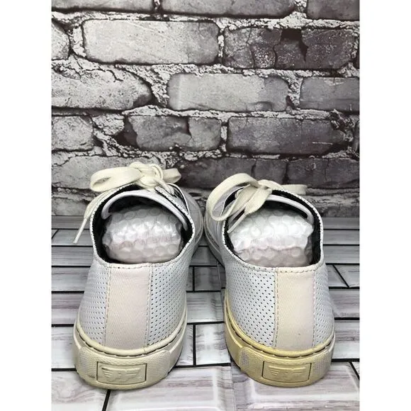 Pf Flyers White Leather Perforated Strap Lace Up Casual Shoes Women Sz 11M US/43