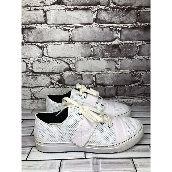 Pf Flyers White Leather Perforated Strap Lace Up Casual Shoes Women Sz 11M US/43