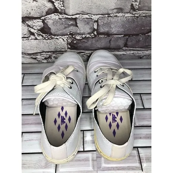 Pf Flyers White Leather Perforated Strap Lace Up Casual Shoes Women Sz 11M US/43