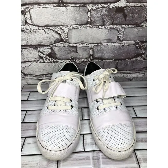 Pf Flyers White Leather Perforated Strap Lace Up Casual Shoes Women Sz 11M US/43