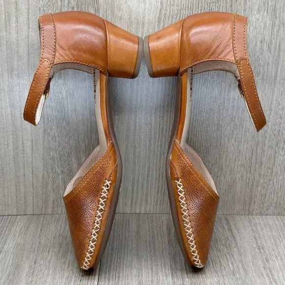 Pikolinos Gomera Shoes Women Size 37  Block Heels Pump Buckled Ankle Strap Brown