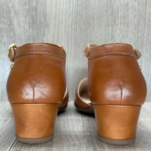 Pikolinos Gomera Shoes Women Size 37  Block Heels Pump Buckled Ankle Strap Brown