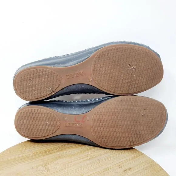 Pikolinos Puerto Vallarta Sandal Womens 39 Blue Leather T Strap Closed Toe Shoes