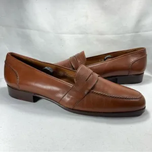 Polo Ralph Lauren BenchMade Penny Loafers Brown Leather Shoes Sz 10.5 Italy Made