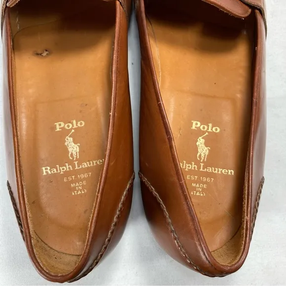 Polo Ralph Lauren BenchMade Penny Loafers Brown Leather Shoes Sz 10.5 Italy Made