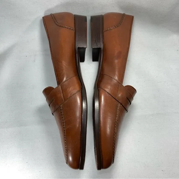 Polo Ralph Lauren BenchMade Penny Loafers Brown Leather Shoes Sz 10.5 Italy Made