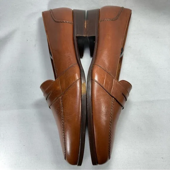 Polo Ralph Lauren BenchMade Penny Loafers Brown Leather Shoes Sz 10.5 Italy Made
