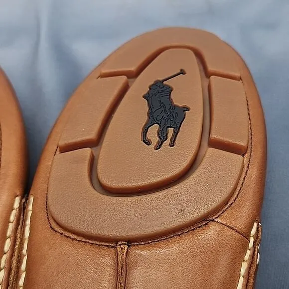 POLO RALPH LAUREN TELLY LEATHER COGNAC PENNY DRIVING LOAFERS MENS 11.5D VERY GUC