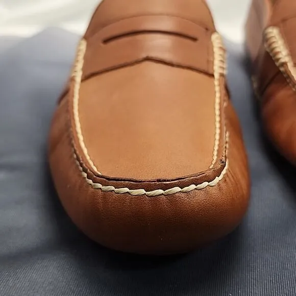 POLO RALPH LAUREN TELLY LEATHER COGNAC PENNY DRIVING LOAFERS MENS 11.5D VERY GUC