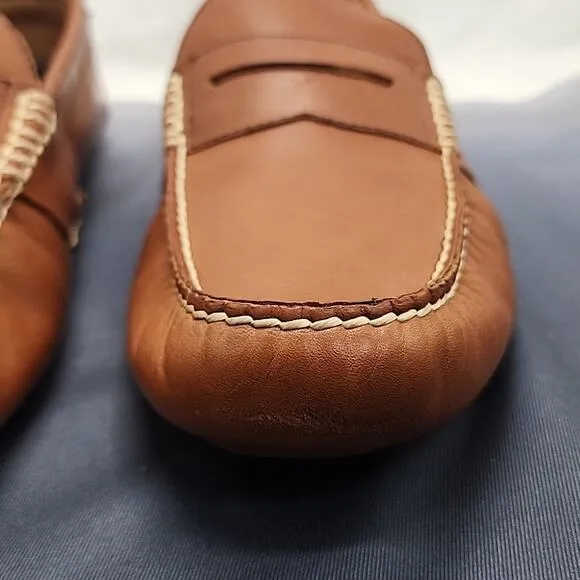 POLO RALPH LAUREN TELLY LEATHER COGNAC PENNY DRIVING LOAFERS MENS 11.5D VERY GUC