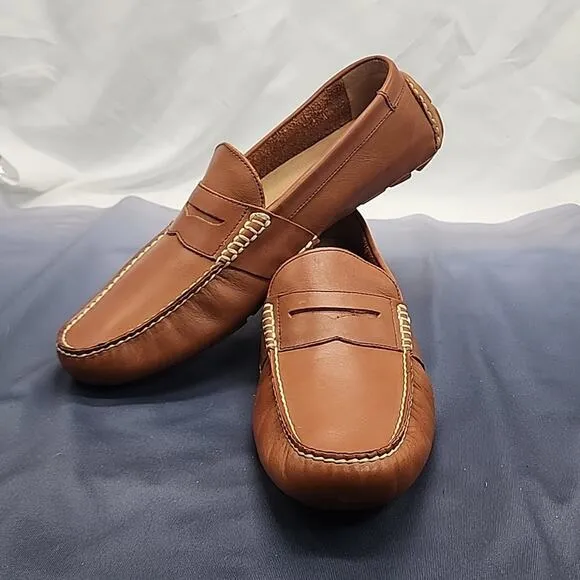 POLO RALPH LAUREN TELLY LEATHER COGNAC PENNY DRIVING LOAFERS MENS 11.5D VERY GUC