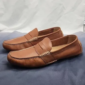 POLO RALPH LAUREN TELLY LEATHER COGNAC PENNY DRIVING LOAFERS MENS 11.5D VERY GUC