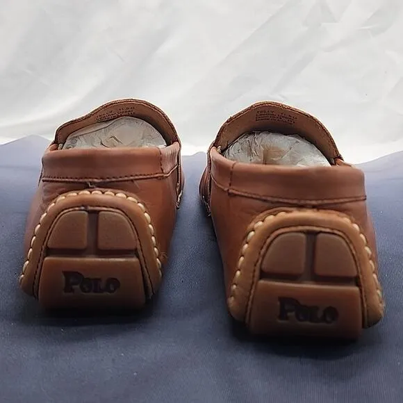 POLO RALPH LAUREN TELLY LEATHER COGNAC PENNY DRIVING LOAFERS MENS 11.5D VERY GUC