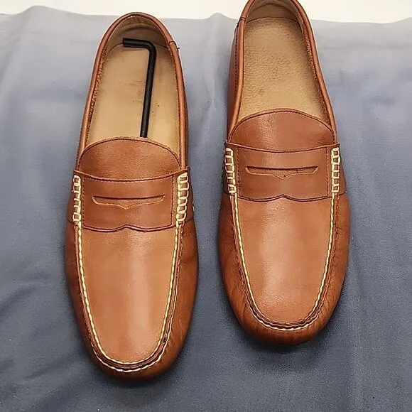 POLO RALPH LAUREN TELLY LEATHER COGNAC PENNY DRIVING LOAFERS MENS 11.5D VERY GUC