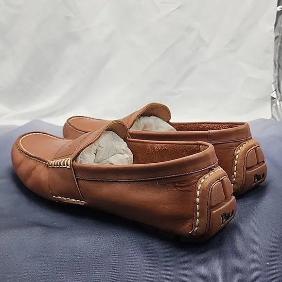 POLO RALPH LAUREN TELLY LEATHER COGNAC PENNY DRIVING LOAFERS MENS 11.5D VERY GUC