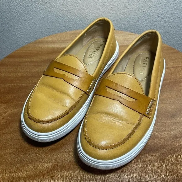 Portland LeatherGoods PATINA Boardwalk Penny Loafers Shoes Leather Sunflower 6.5