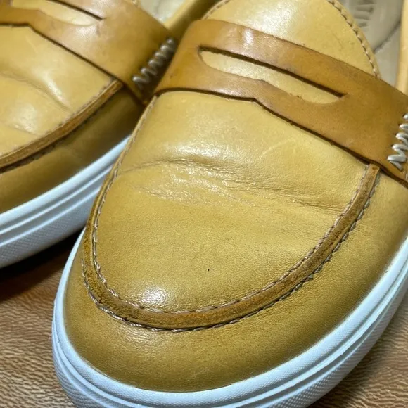 Portland LeatherGoods PATINA Boardwalk Penny Loafers Shoes Leather Sunflower 6.5