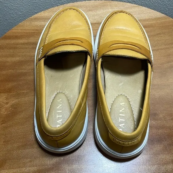 Portland LeatherGoods PATINA Boardwalk Penny Loafers Shoes Leather Sunflower 6.5