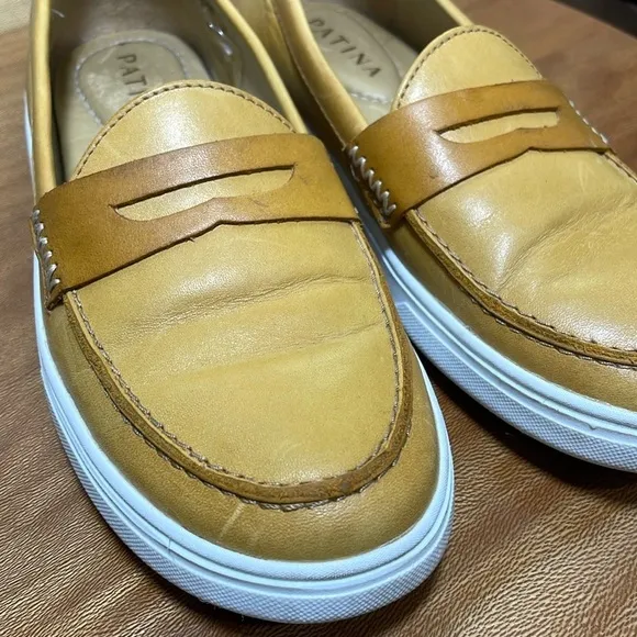 Portland LeatherGoods PATINA Boardwalk Penny Loafers Shoes Leather Sunflower 6.5