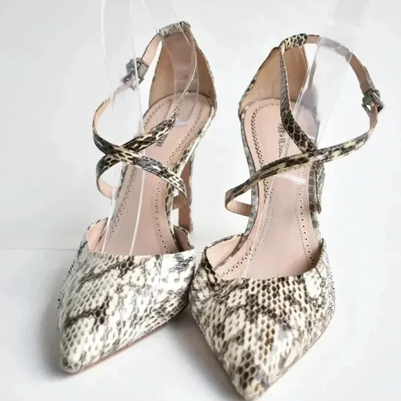 Pour La Victoire Cheyenne Leather Snake Ankle Strap Pump