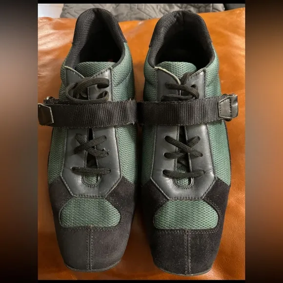 Prada Green and Black Athletic Shoes with Strap