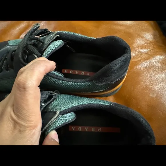 Prada Green and Black Athletic Shoes with Strap