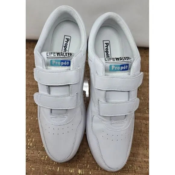 Propet LifeWalker Strap White Leather Strap Men's 12D Casual‎ Shoe